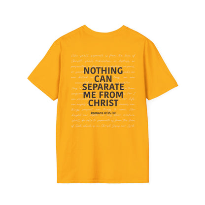 Christian Unisex T-Shirt Romans 8:35-39 Scripture Design