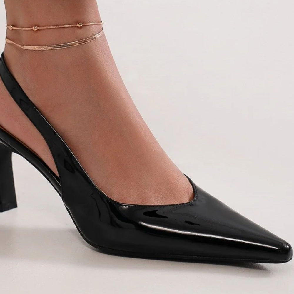 Beast Fashion Faux Leather Point Toe Slingback Pumps