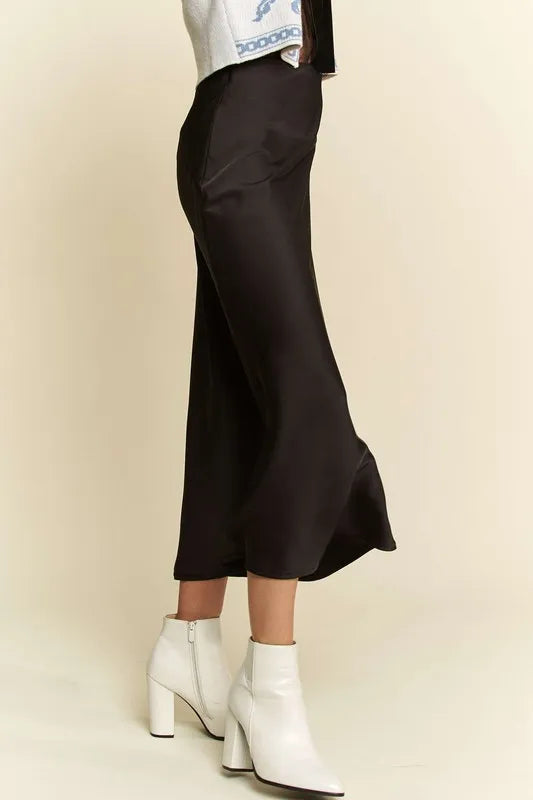 Black High Waist Midi Skirt