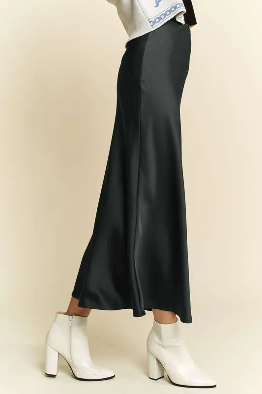 Black High Waist Midi Skirt