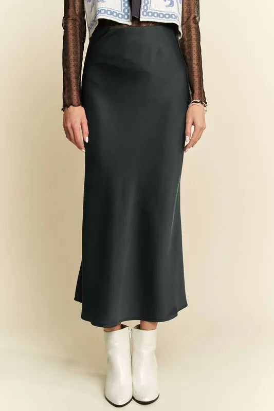 Black High Waist Midi Skirt
