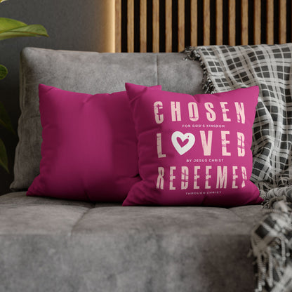 Chosen, Loved, Redeemed Valentine Square Pillow