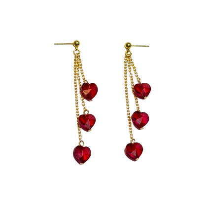 Triple Heart Drop Earrings