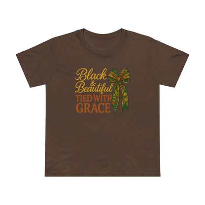 T-Shirt - Black & Beautiful Tied with Grace