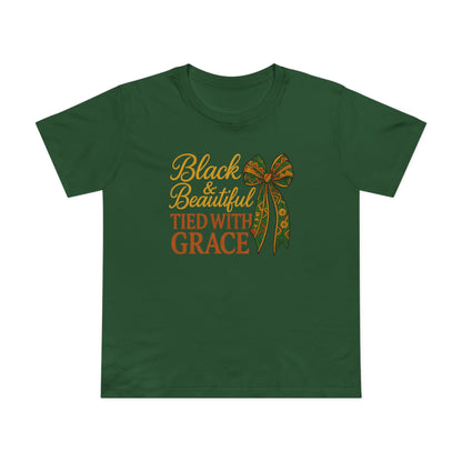 T-Shirt - Black & Beautiful Tied with Grace