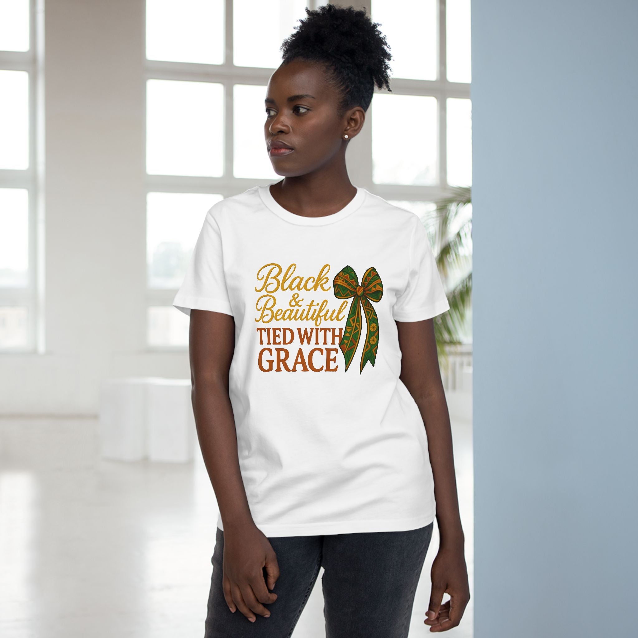 T-Shirt - Black & Beautiful Tied with Grace