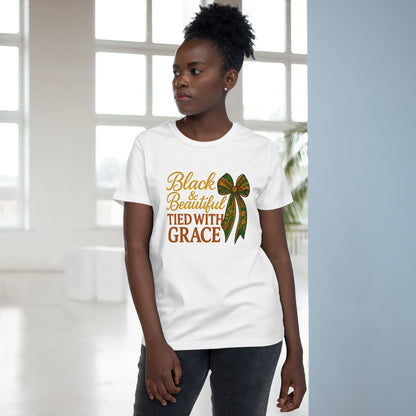T-Shirt - Black & Beautiful Tied with Grace