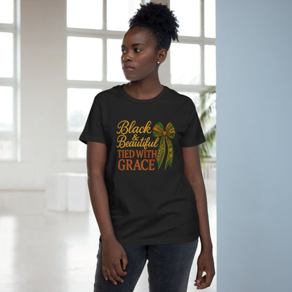 T-Shirt - Black & Beautiful Tied with Grace
