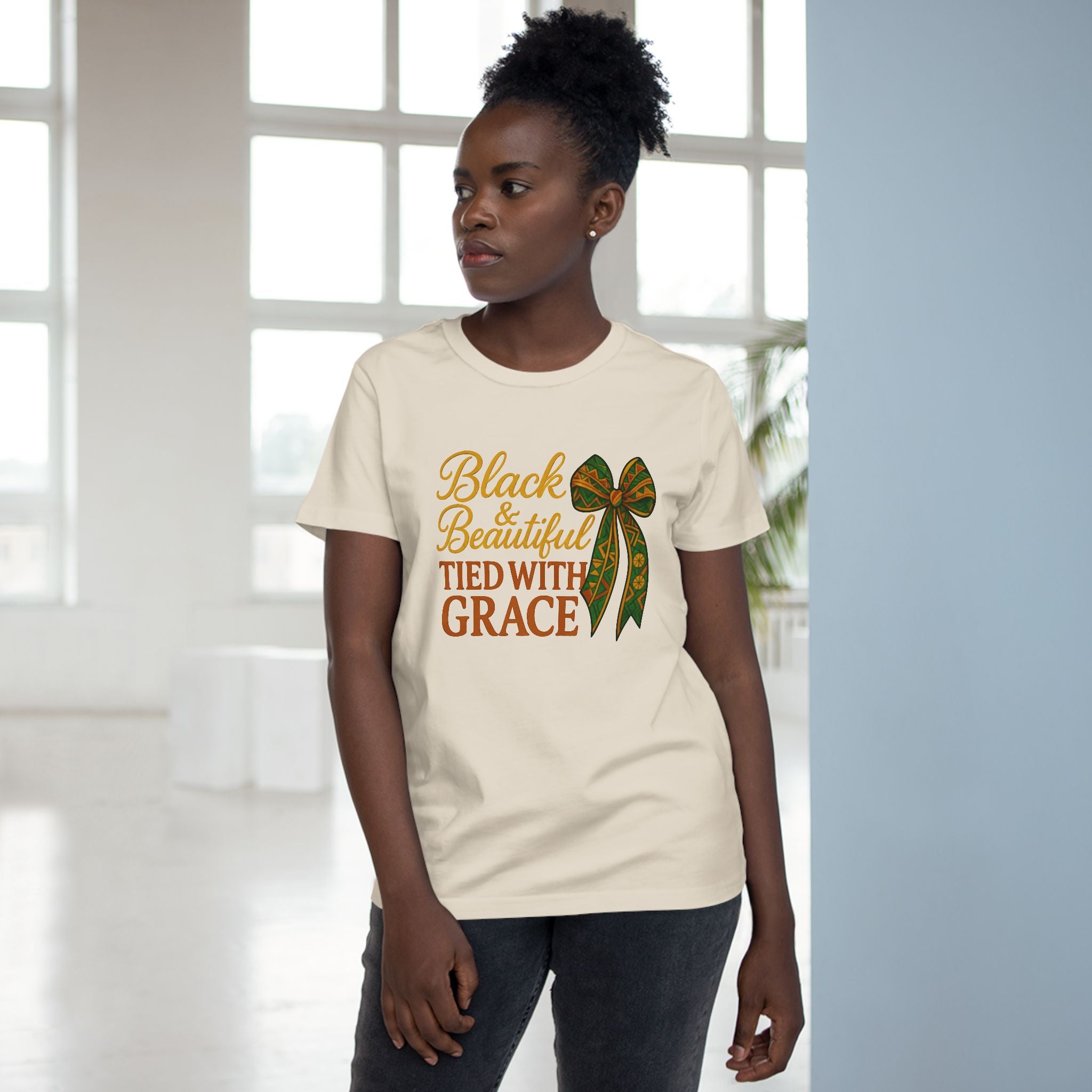 T-Shirt - Black & Beautiful Tied with Grace