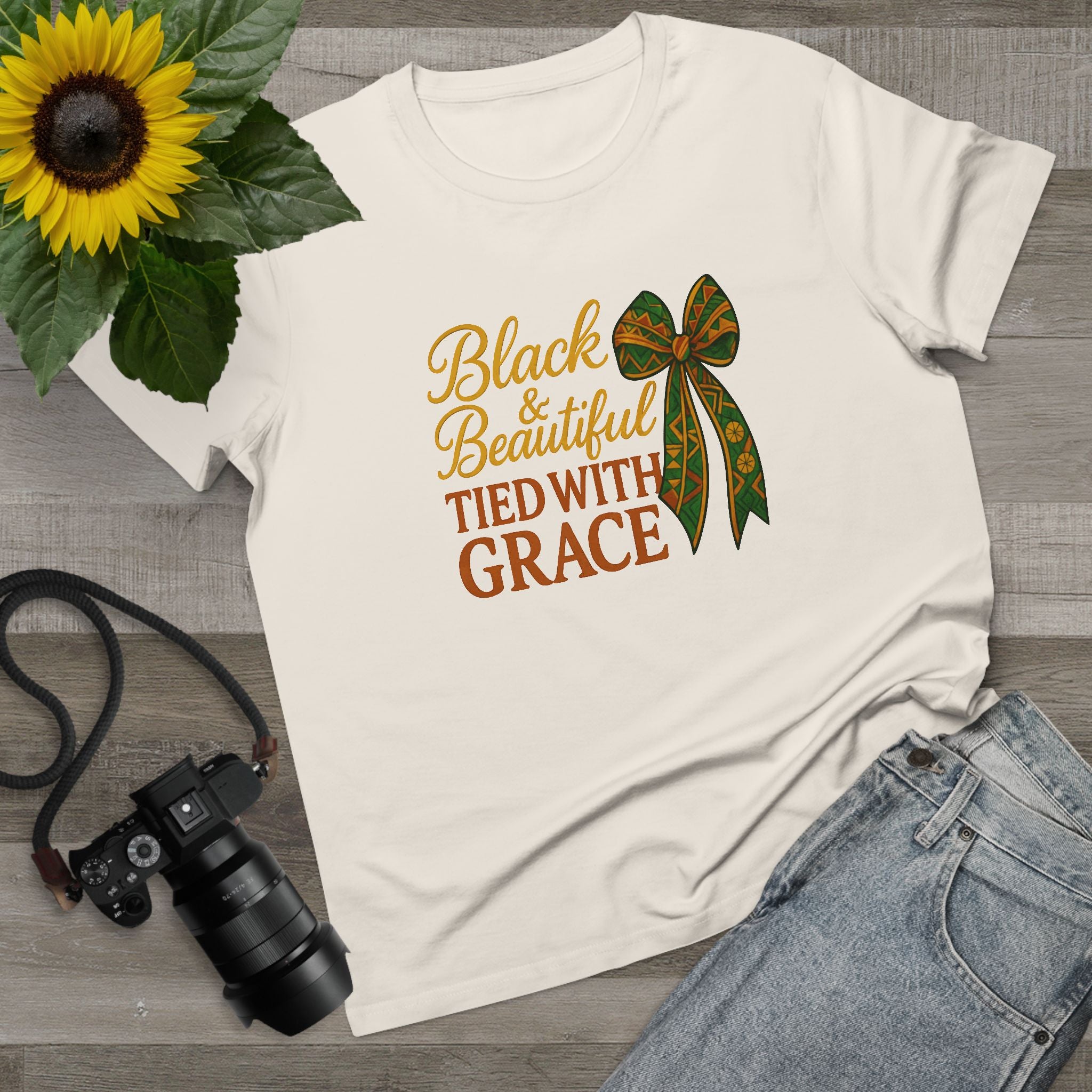 T-Shirt - Black & Beautiful Tied with Grace