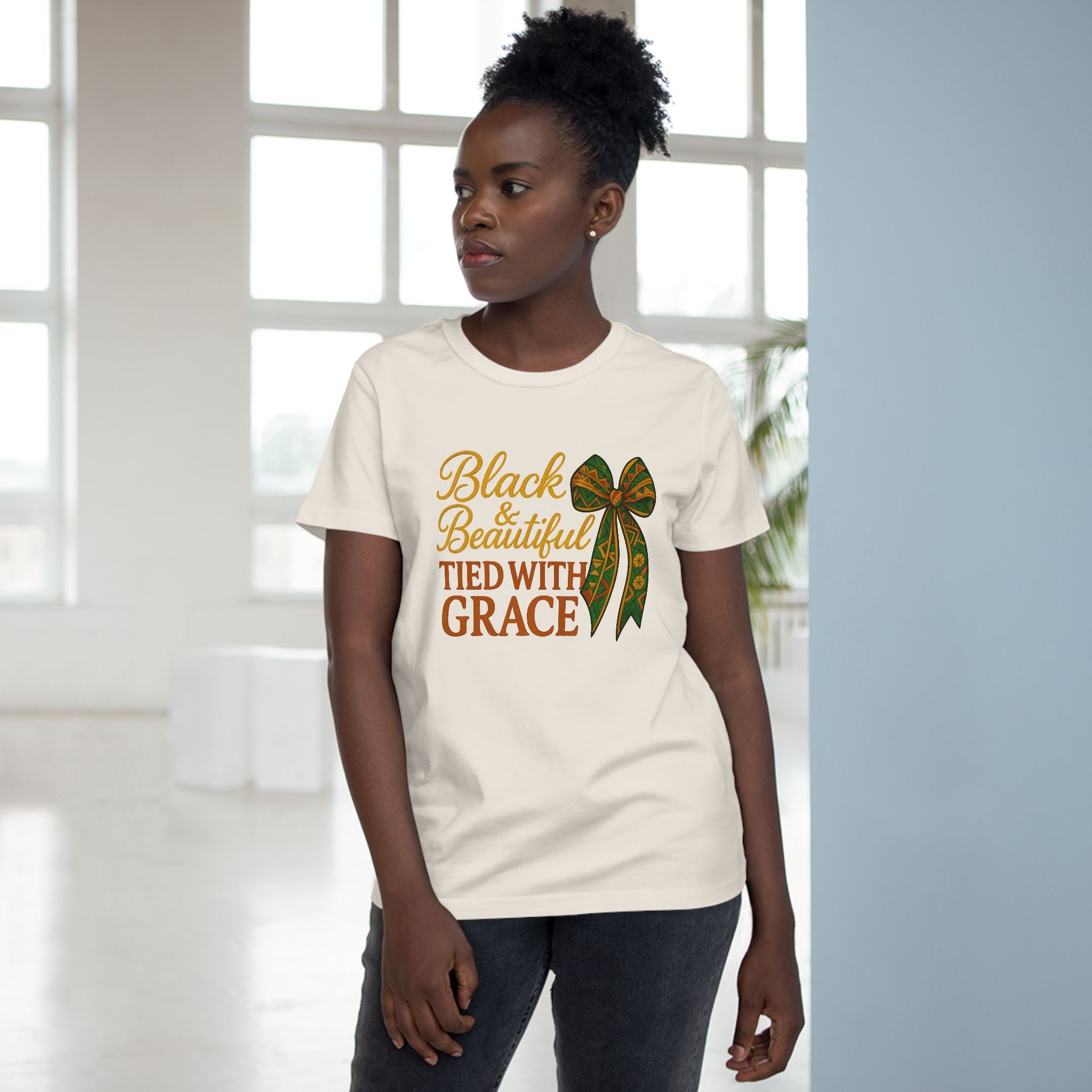 T-Shirt - Black & Beautiful Tied with Grace