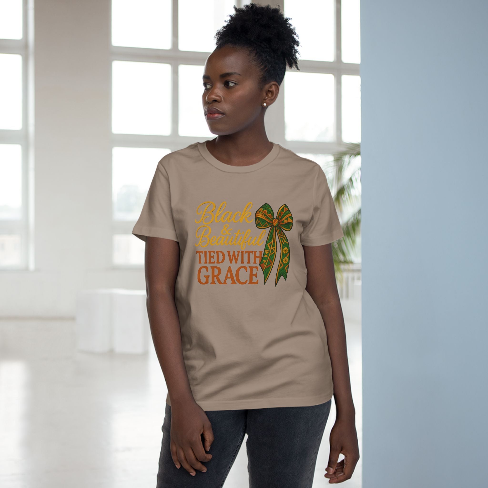 T-Shirt - Black & Beautiful Tied with Grace