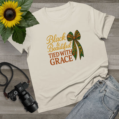 T-Shirt - Black & Beautiful Tied with Grace