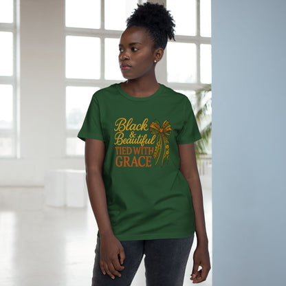 T-Shirt - Black & Beautiful Tied with Grace