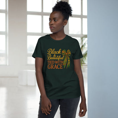 T-Shirt - Black & Beautiful Tied with Grace