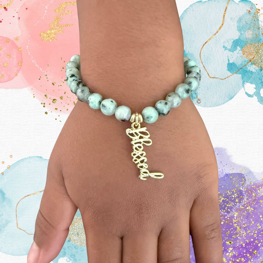 14K Gold Plated Blessed Charm Beaded Bracelet