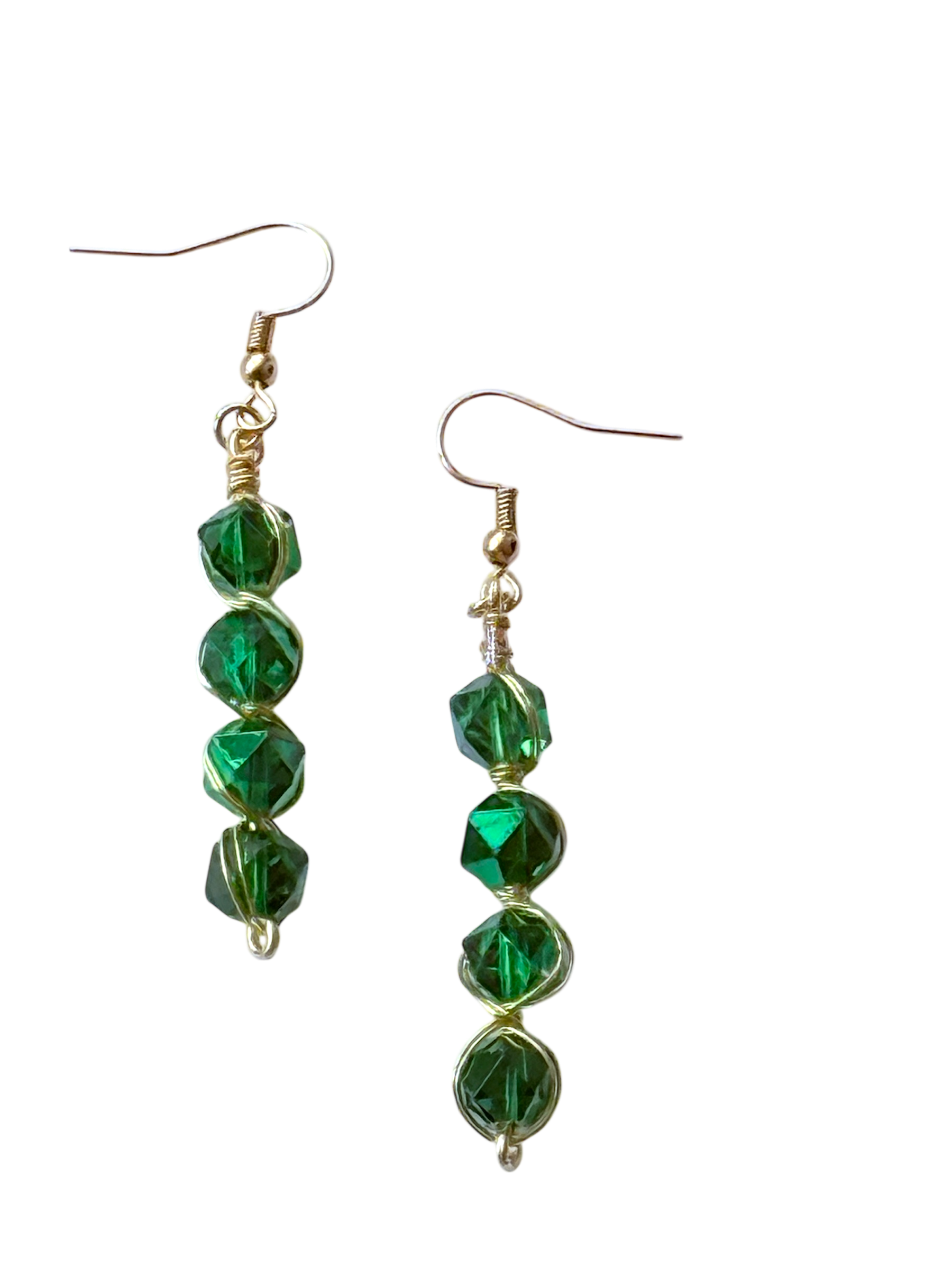 Emerald Twist Drop Earrings