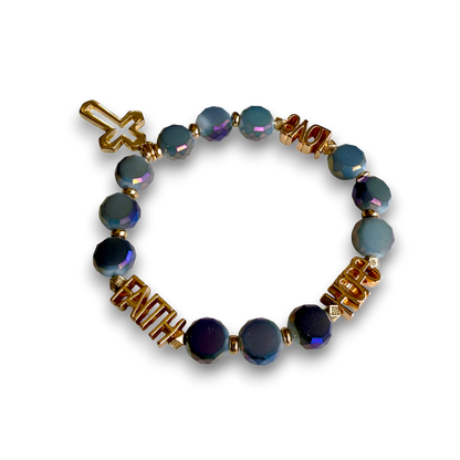 Faith • Hope • Love Aurora-Glass Necklace & Bracelet Set
