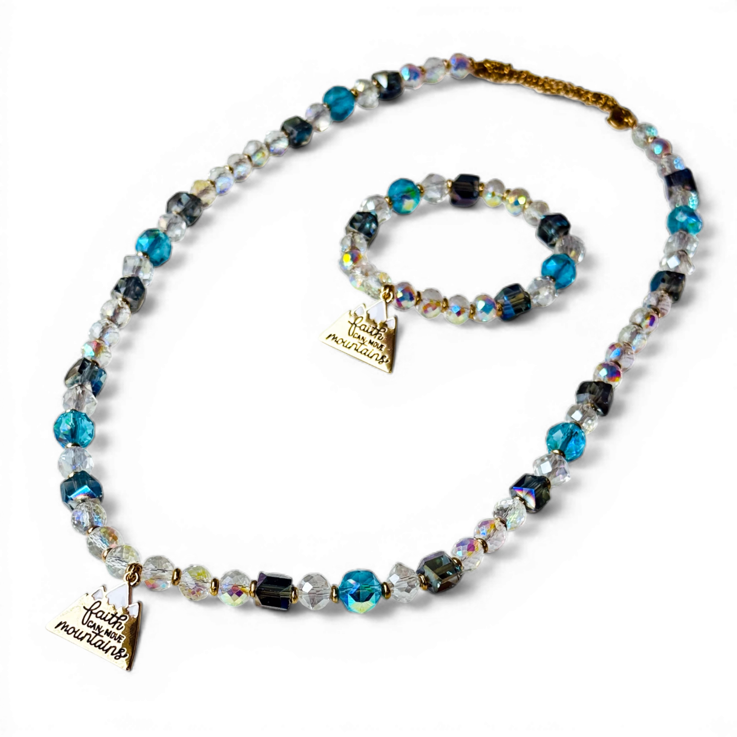 Faith Can Move Mountains Crystal Necklace & Bracelet