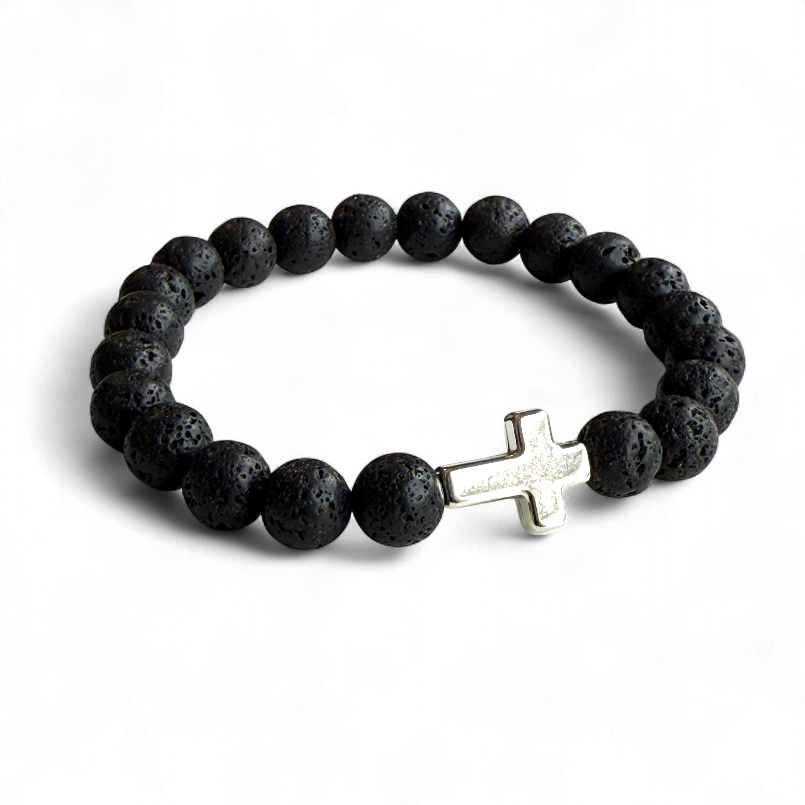 “Grounded in Faith” Lava Stone Bracelet