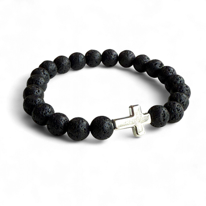 “Grounded in Faith” Lava Stone Bracelet