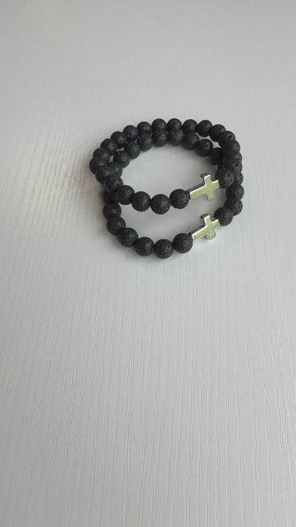 “Grounded in Faith” Lava Stone Bracelet