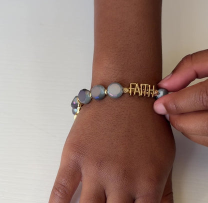 Faith • Hope • Love Aurora-Glass Necklace & Bracelet Set