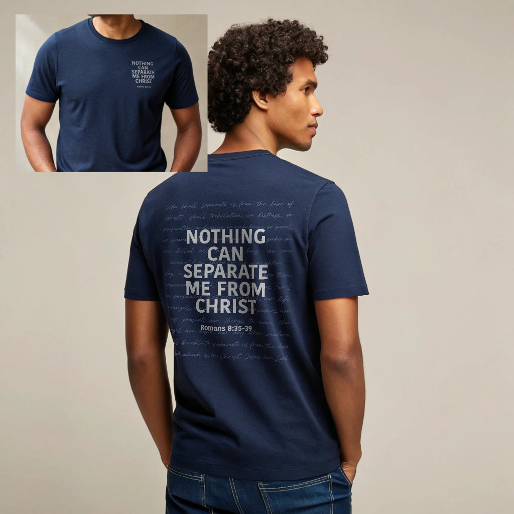 Christian Unisex T-Shirt Romans 8:35-39 Scripture Design