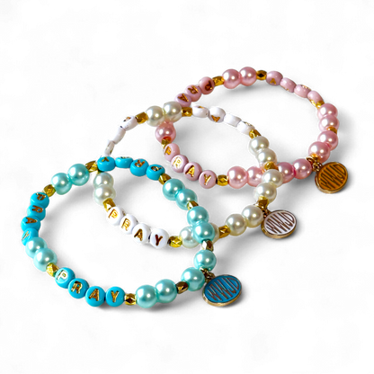 "PRAY" Pearl Bracelets